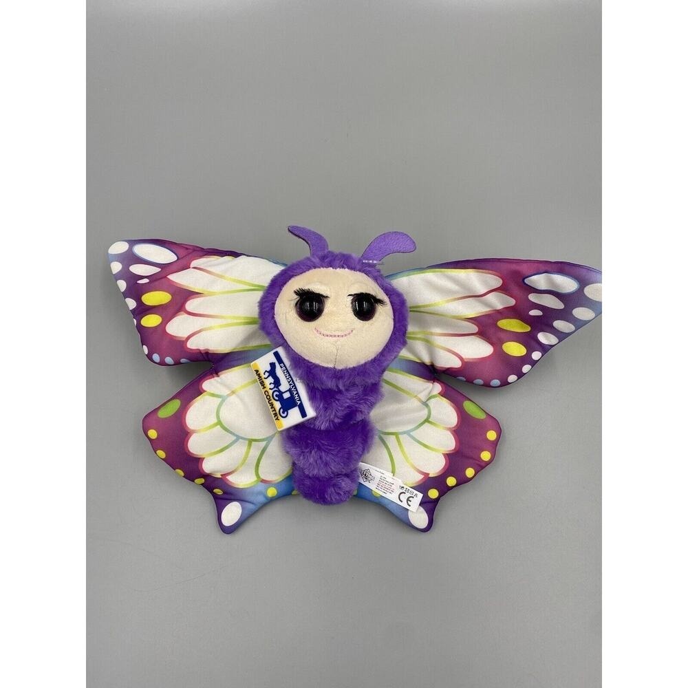 Purple Body Colorful Wings 8.5" Butterfly Plush Amish Country Stuffed Animal